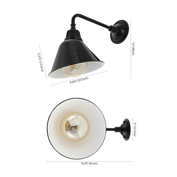Croydon 9.63" Farmhouse Industrial Indoor/Outdoor Iron LED Gooseneck Arm Outdoor Sconce - JONATHAN Y